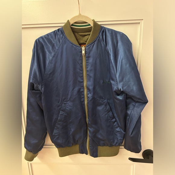 Diesel reversible bomber jacket Sz Small green and blue orig $348 - Picture 9 of 11